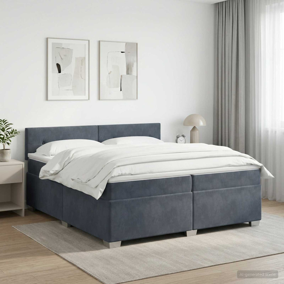 vidaXL Cama box spring con colchón Gris oscuro 200 x 200 cm Terciopelo