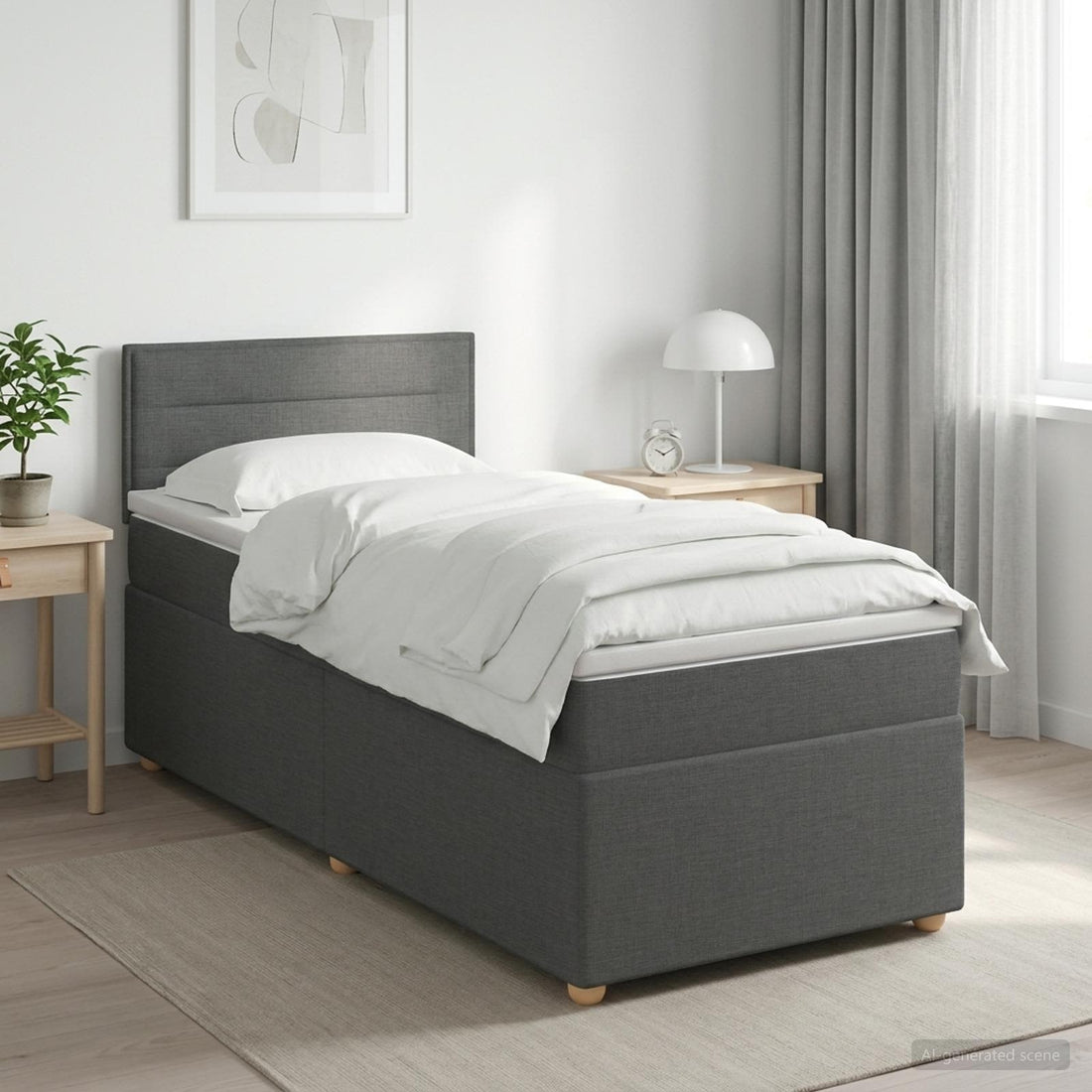 vidaXL Cama box spring con colchón Gris oscuro 80 x 200 cm Tela