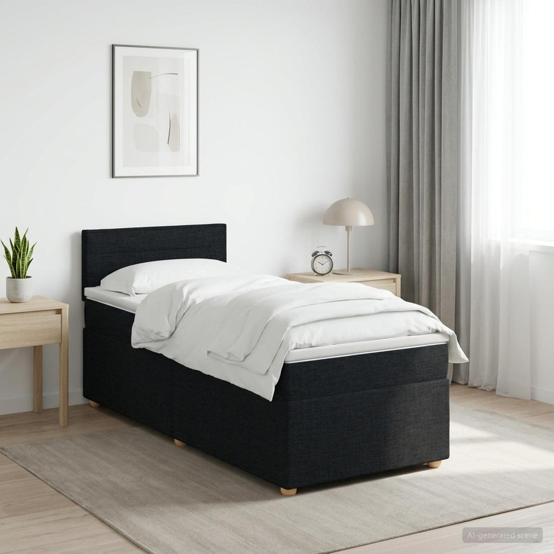 vidaXL Cama box spring con colchón Negro 100 x 200 cm Tela