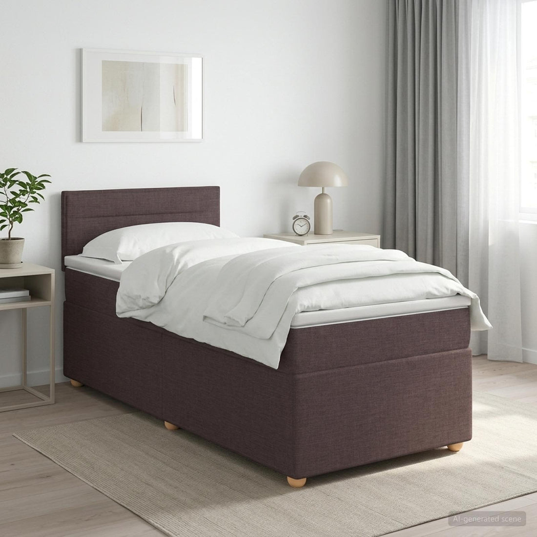 vidaXL Cama box spring con colchón Marrón Oscuro 80 x 200 cm Tela