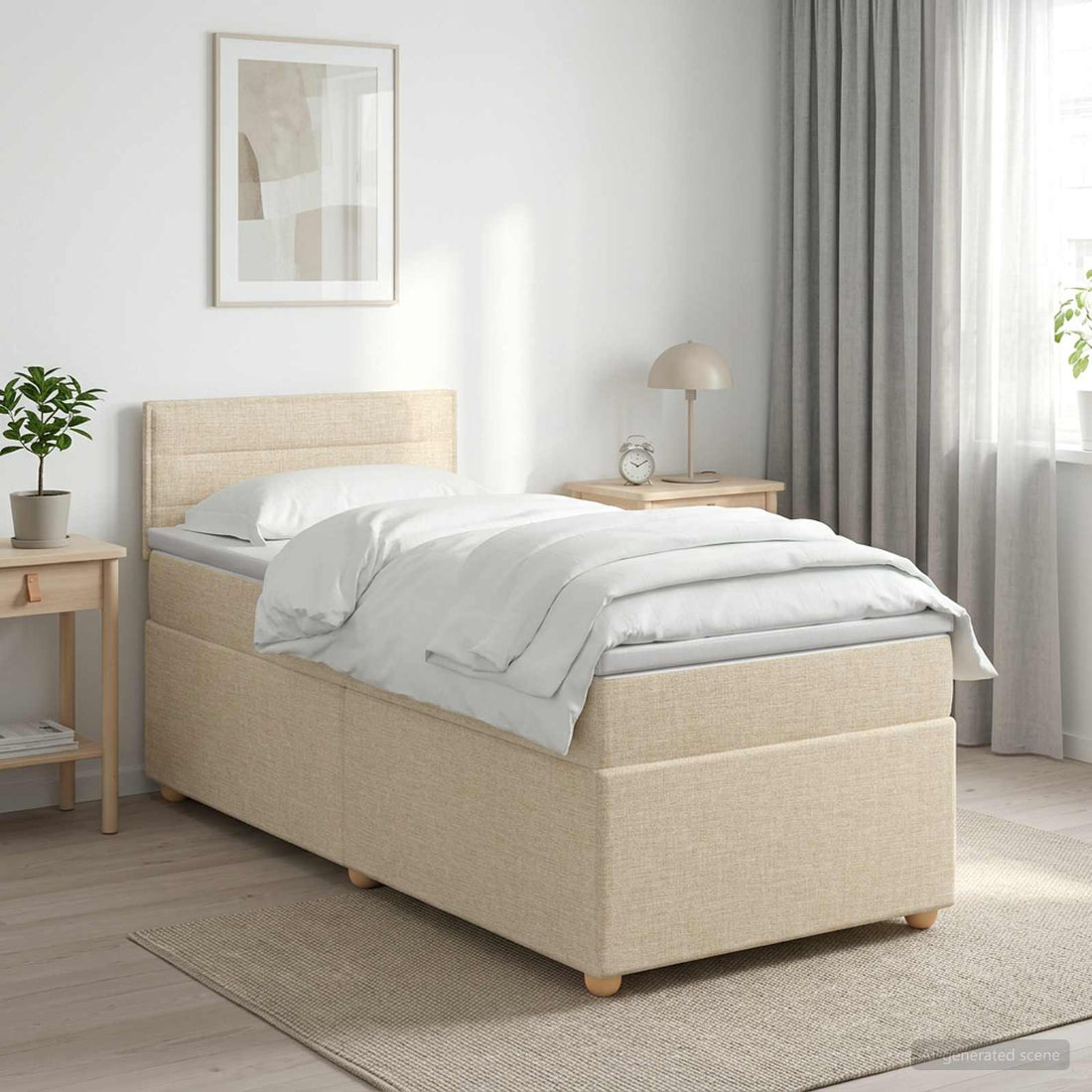 vidaXL Cama box spring con colchón Crema 100 x 200 cm Tela