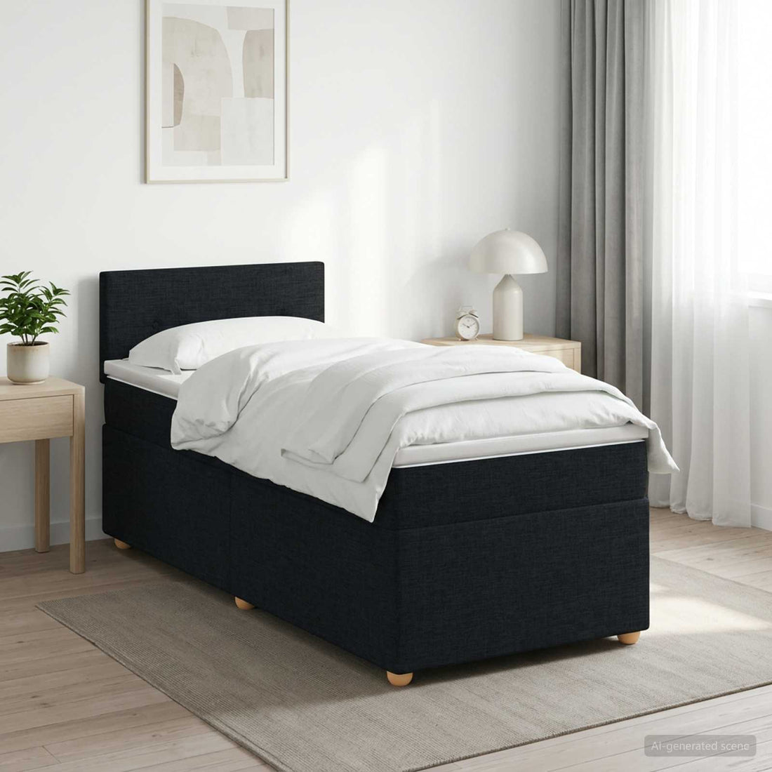 vidaXL Cama box spring con colchón Negro 100 x 200 cm Tela