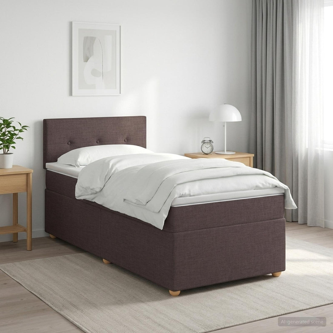 vidaXL Cama box spring con colchón Marrón Oscuro 80 x 200 cm Tela