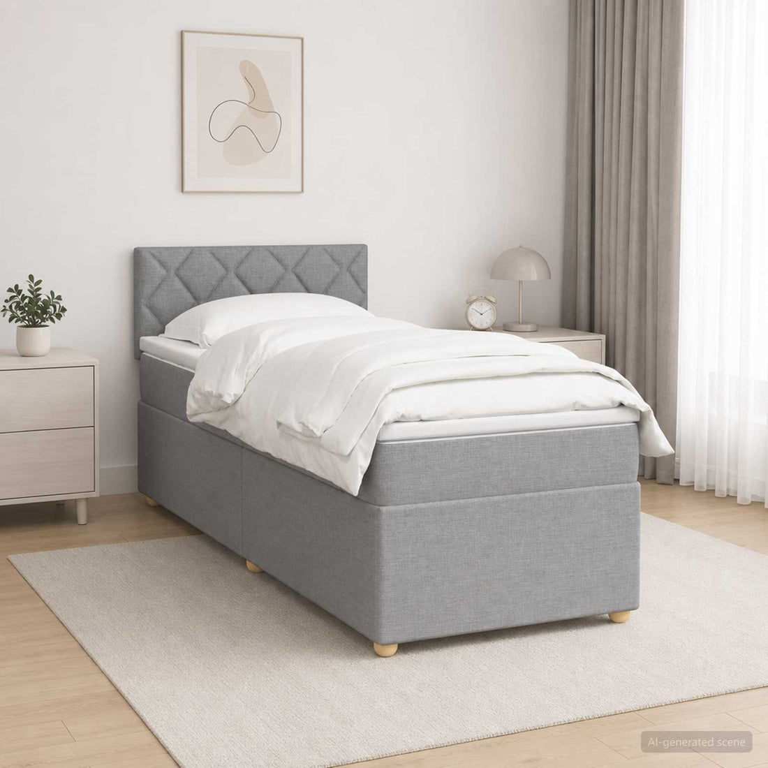vidaXL Cama box spring con colchón Gris Claro 100 x 200 cm Tela
