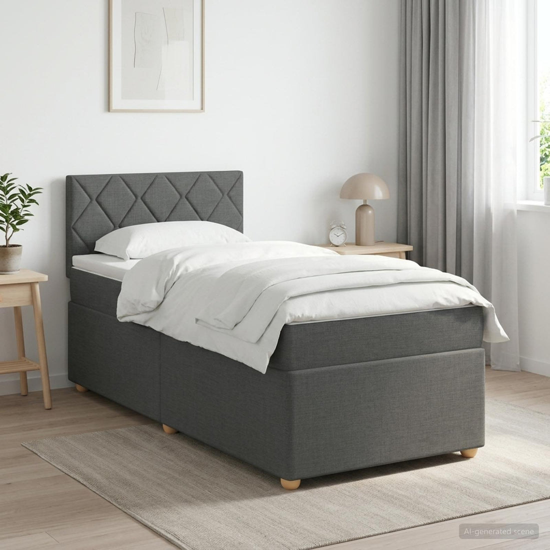 vidaXL Cama box spring con colchón Gris oscuro 90 x 200 cm Tela