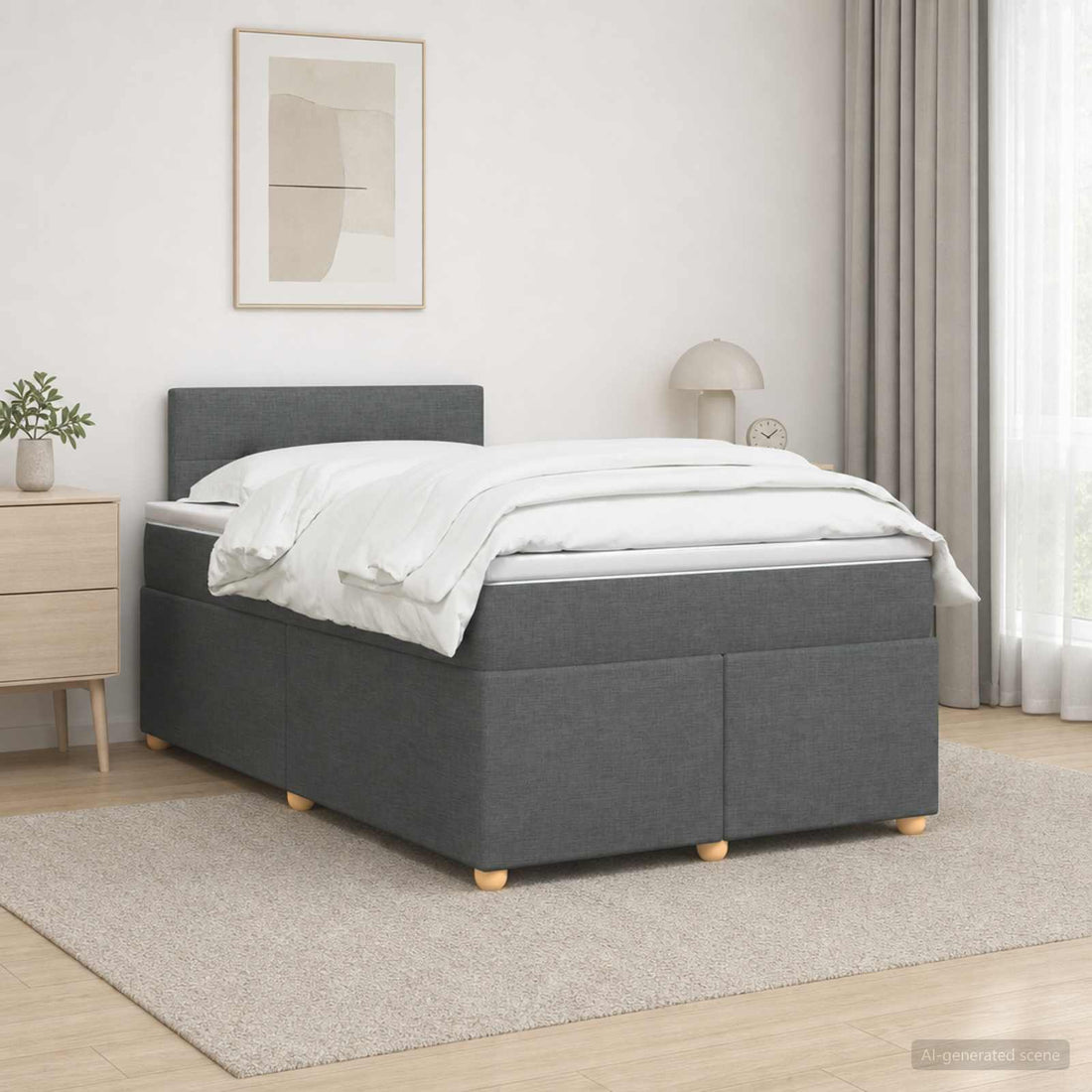 vidaXL Cama box spring con colchón Gris oscuro 120 x 200 cm Tela