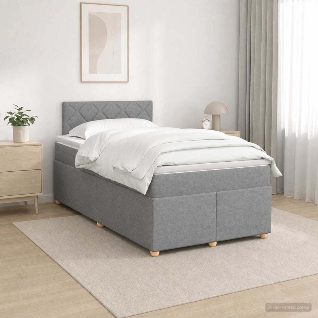 vidaXL Cama box spring con colchón Gris Claro 120 x 190 cm Tela