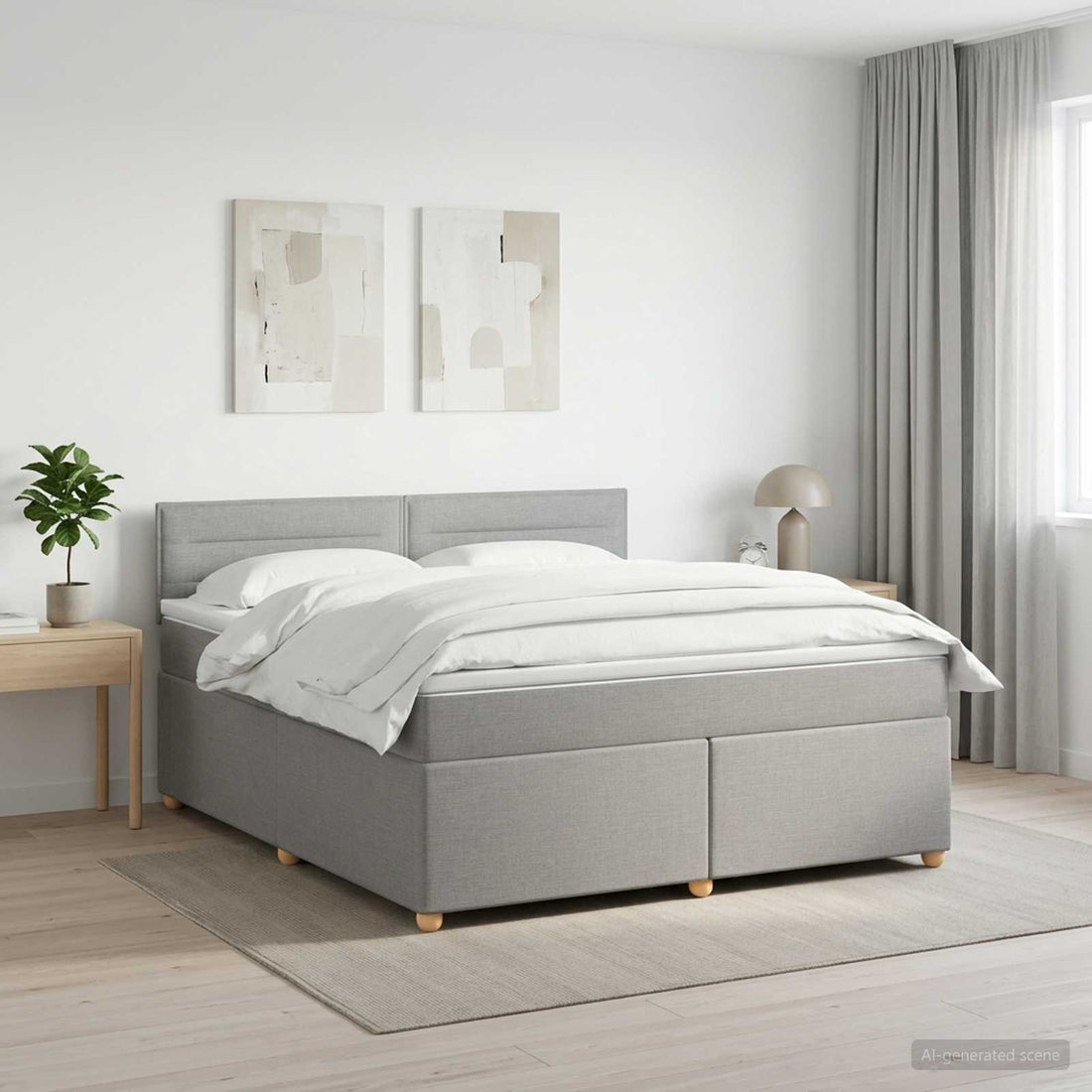 vidaXL Cama box spring con colchón Gris Claro 140 x 190 cm Tela