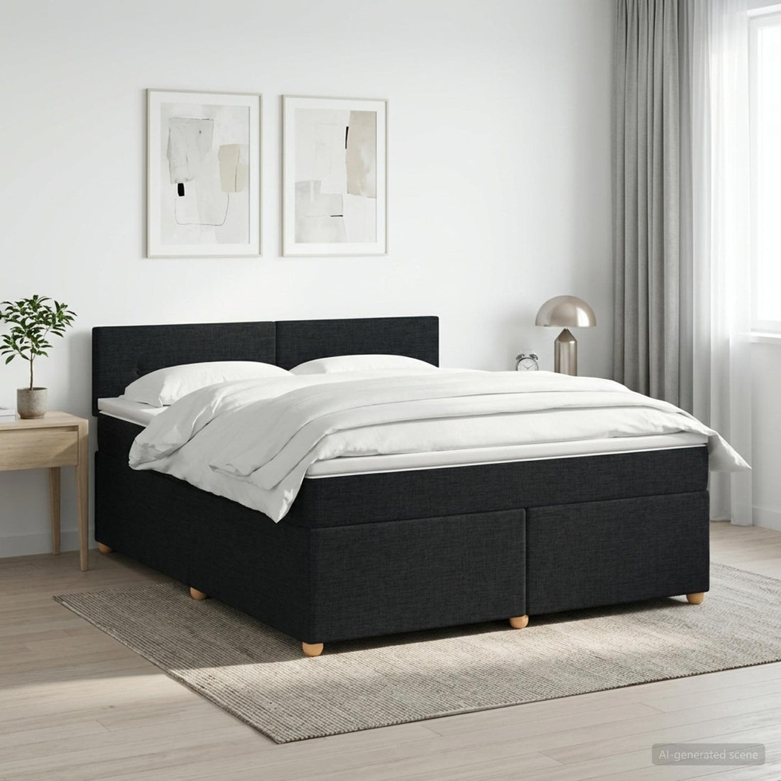 vidaXL Cama box spring con colchón Negro 140 x 200 cm Tela