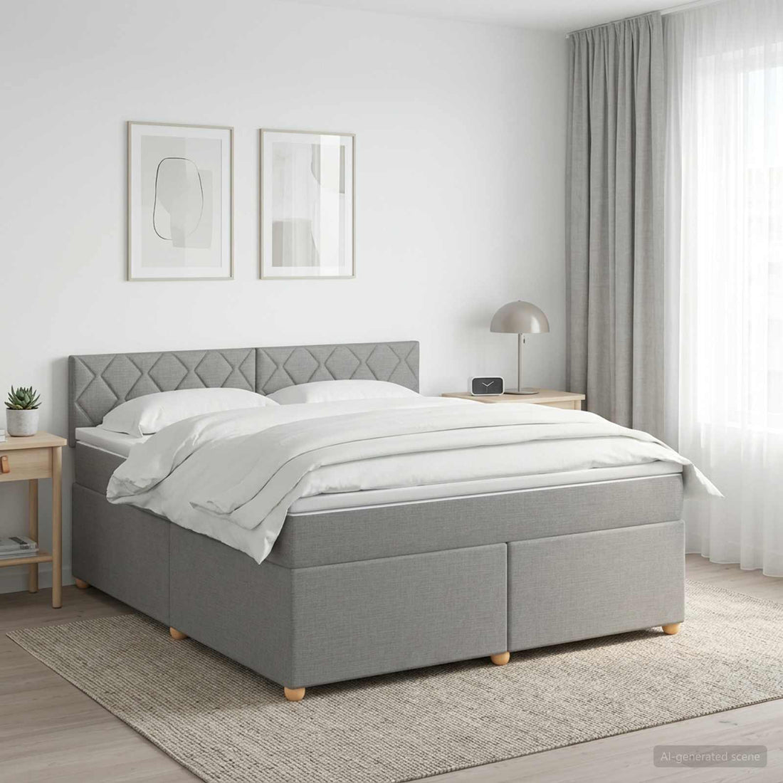 vidaXL Cama box spring con colchón Gris Claro 140 x 190 cm Tela