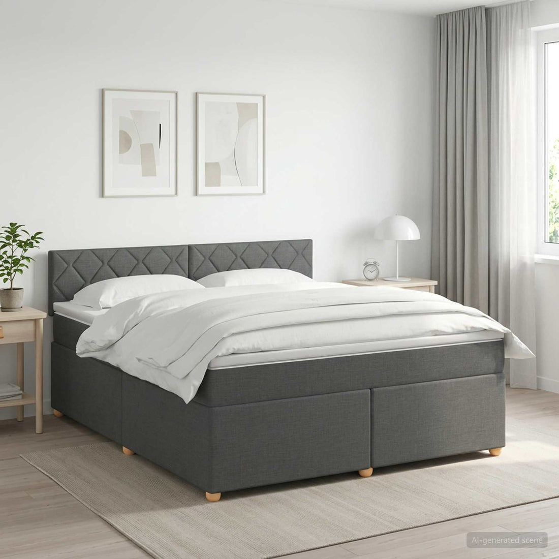vidaXL Cama box spring con colchón Gris oscuro 140 x 200 cm Tela