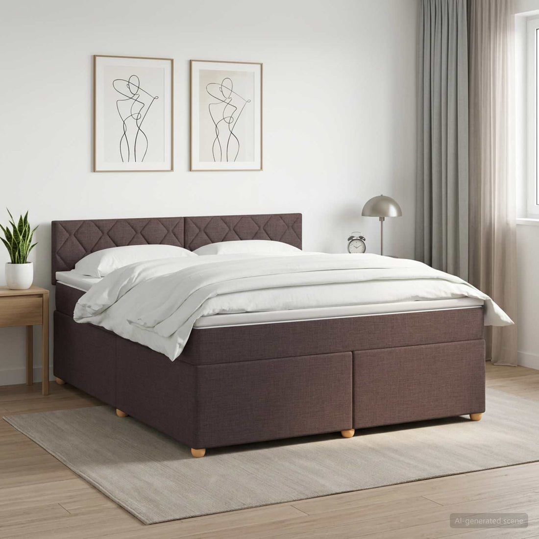 vidaXL Cama box spring con colchón Marrón Oscuro 180 x 200 cm Tela