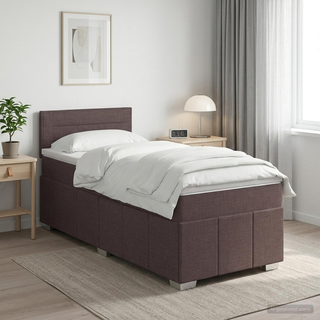 vidaXL Cama box spring con colchón Marrón Oscuro 90 x 200 cm Tela