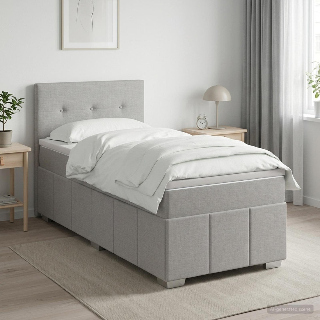 vidaXL Cama box spring con colchón Gris Claro 80 x 200 cm Tela