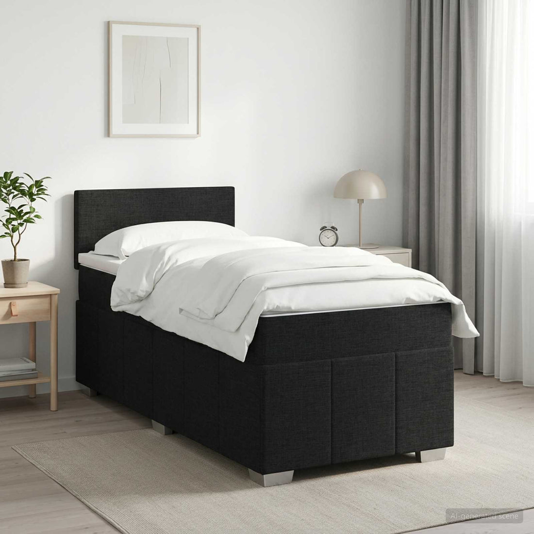 vidaXL Cama box spring con colchón Negro 100 x 200 cm Tela