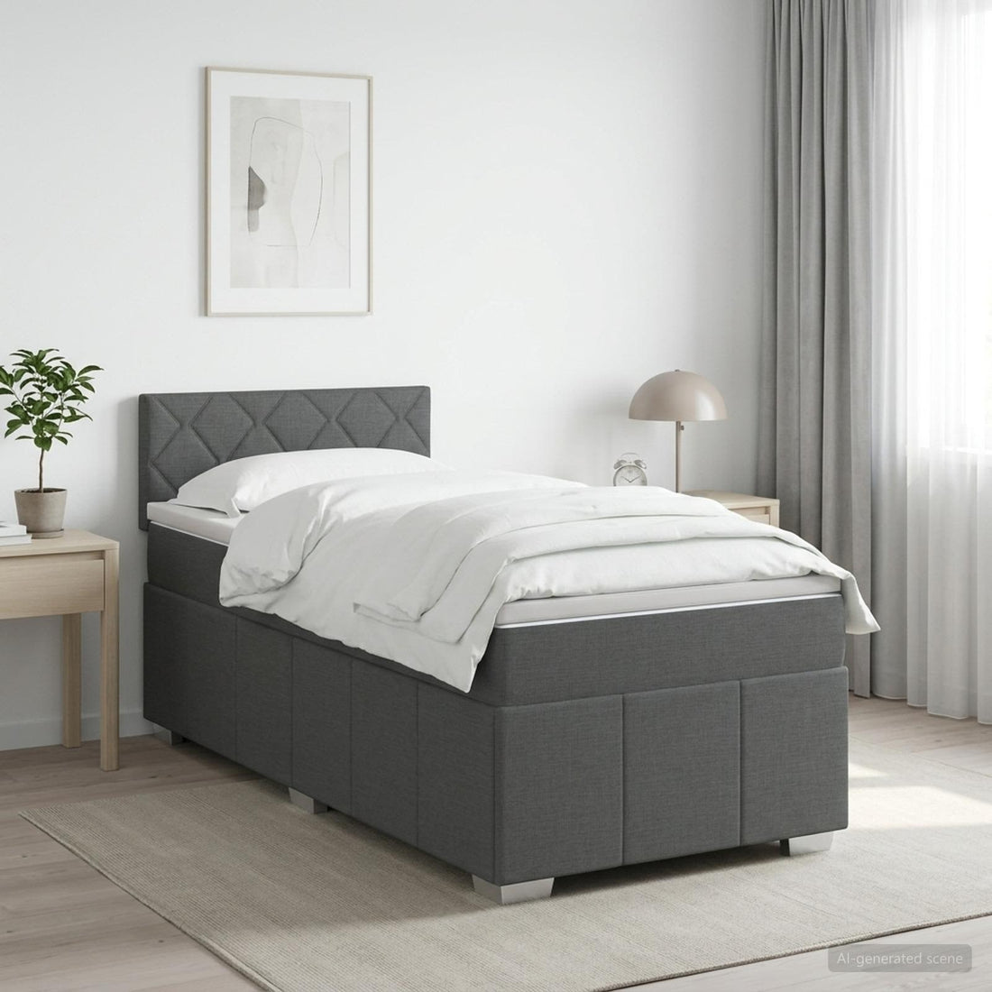 vidaXL Cama box spring con colchón Gris oscuro 90 x 190 cm Tela