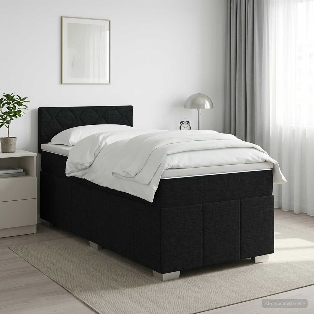 vidaXL Cama box spring con colchón Negro 100 x 200 cm Tela