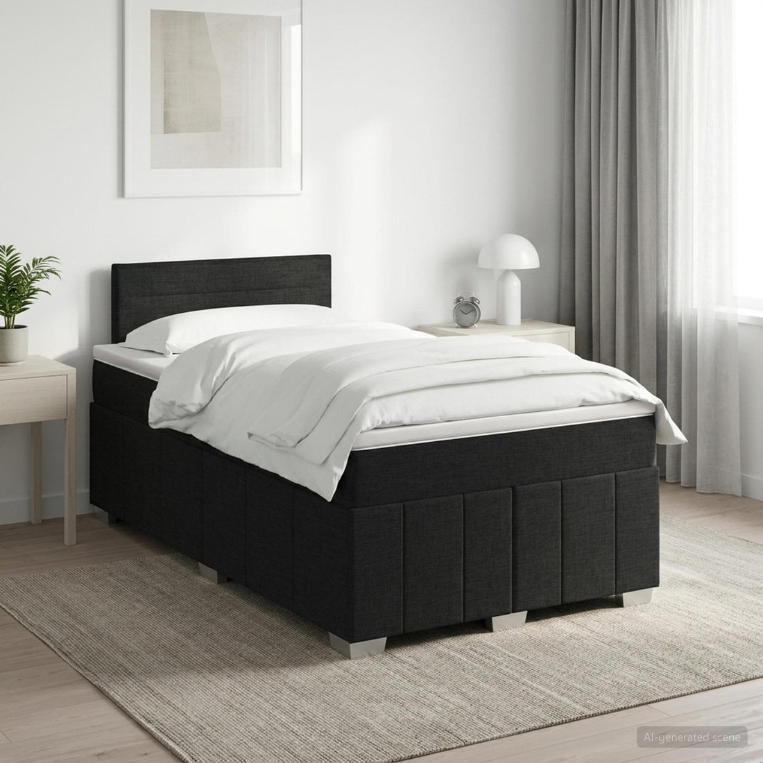 vidaXL Cama box spring con colchón Negro 120 x 190 cm Tela