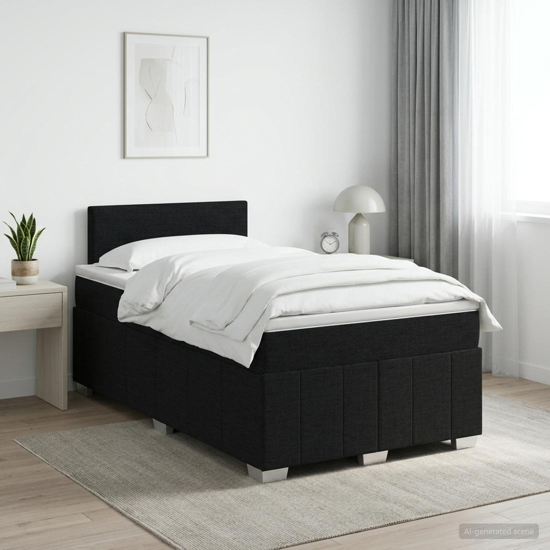 vidaXL Cama box spring con colchón Negro 120 x 190 cm Tela