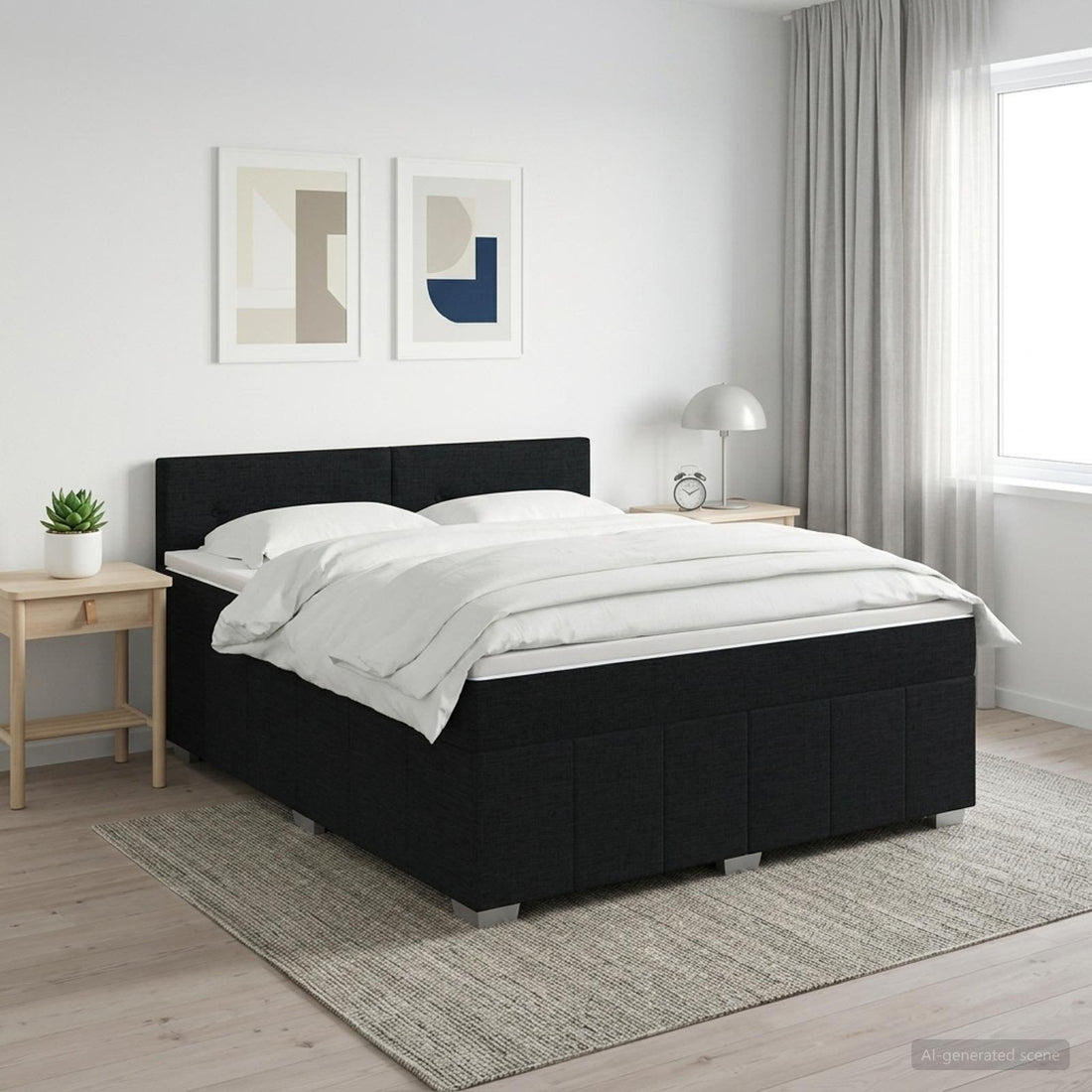 vidaXL Cama box spring con colchón Negro 140 x 190 cm Tela