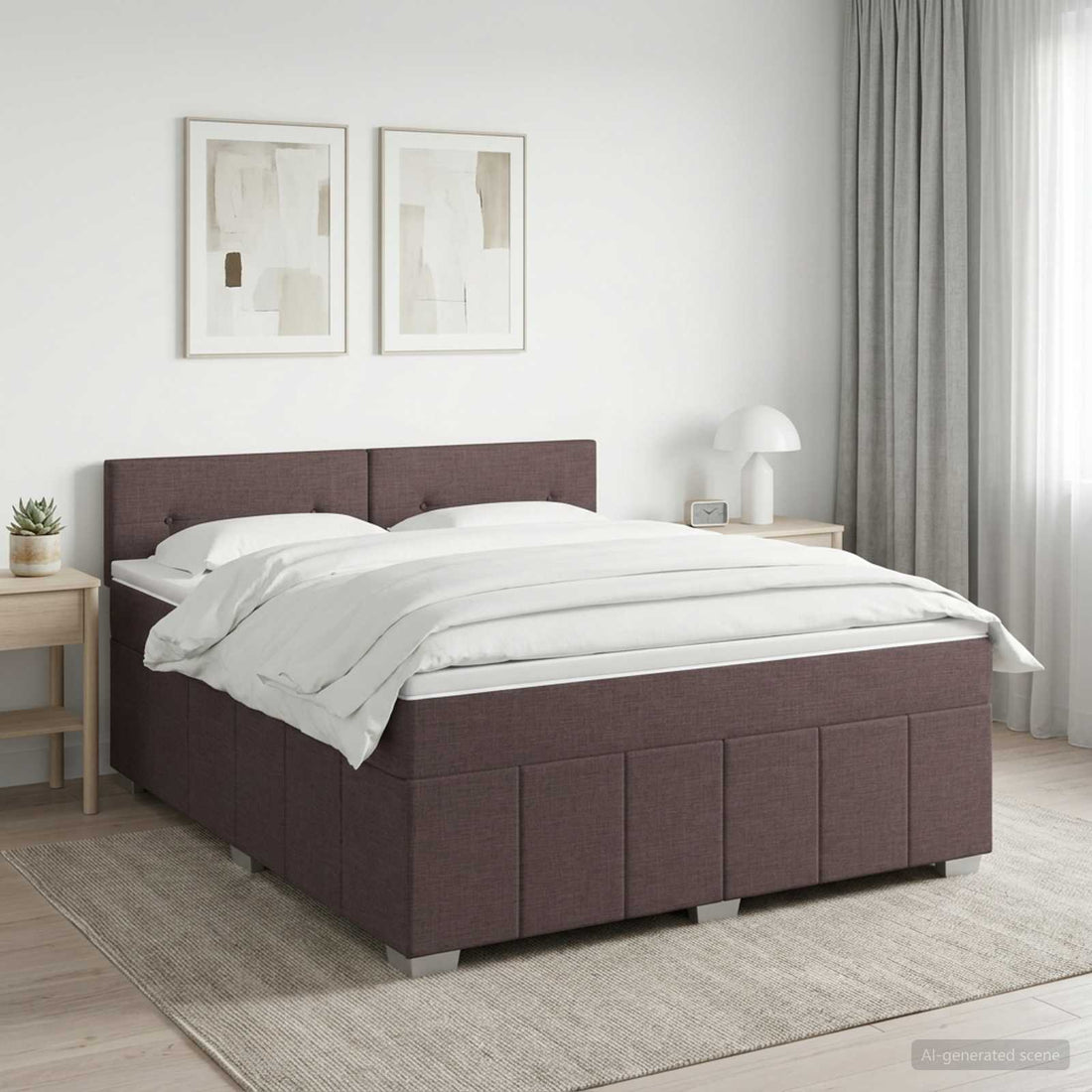 vidaXL Cama box spring con colchón Marrón Oscuro 180 x 200 cm Tela