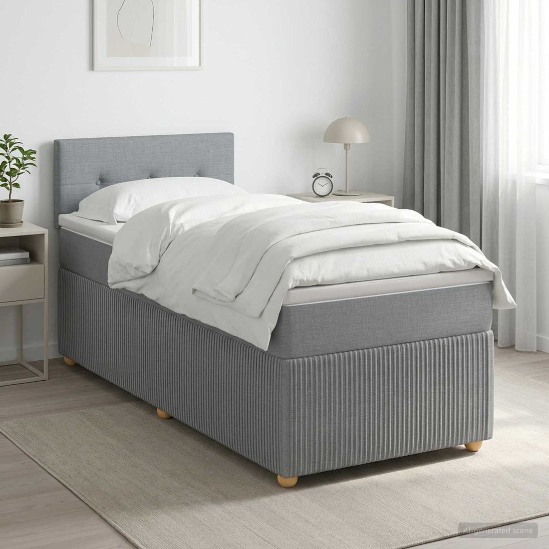 vidaXL Cama box spring con colchón Gris Claro 80 x 200 cm Tela