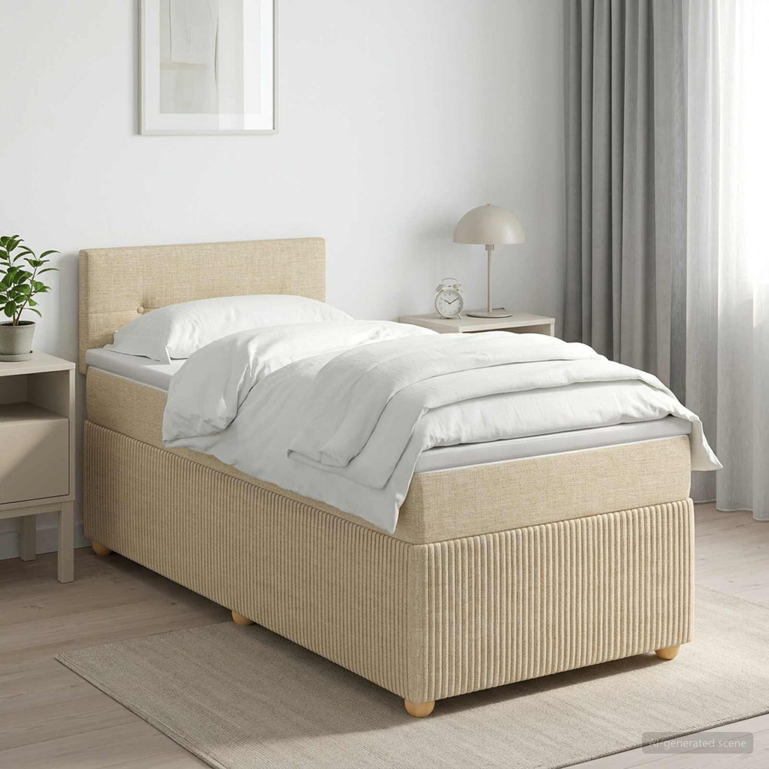 vidaXL Cama box spring con colchón con cabecera Crema 80 x 200 cm Tela
