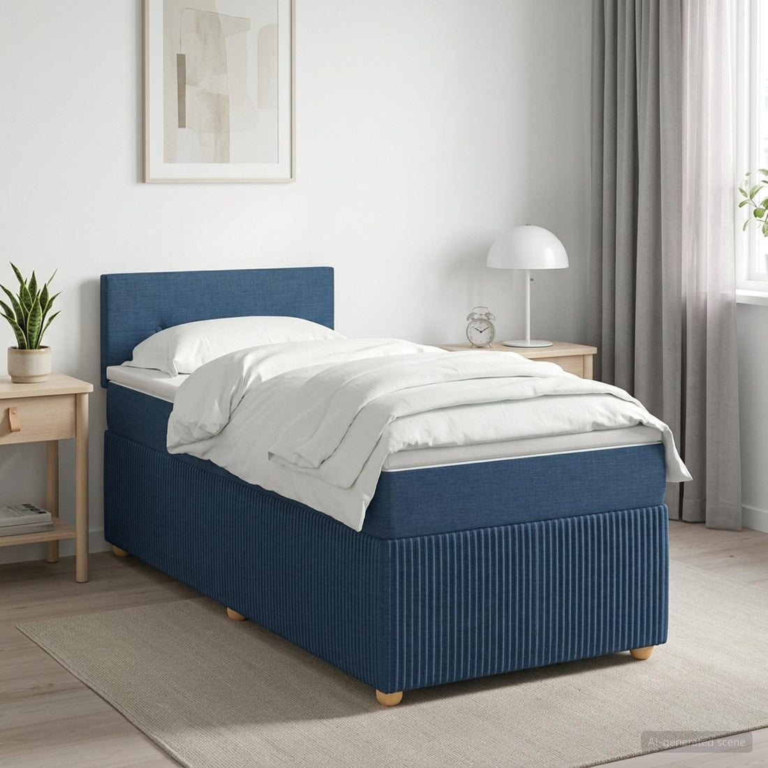 vidaXL Cama box spring con colchón con cabecera Azul 80 x 200 cm Tela
