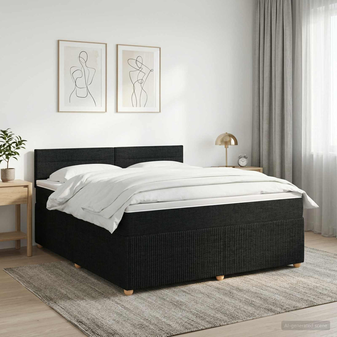 vidaXL Cama box spring con colchón Negro 140 x 190 cm Tela