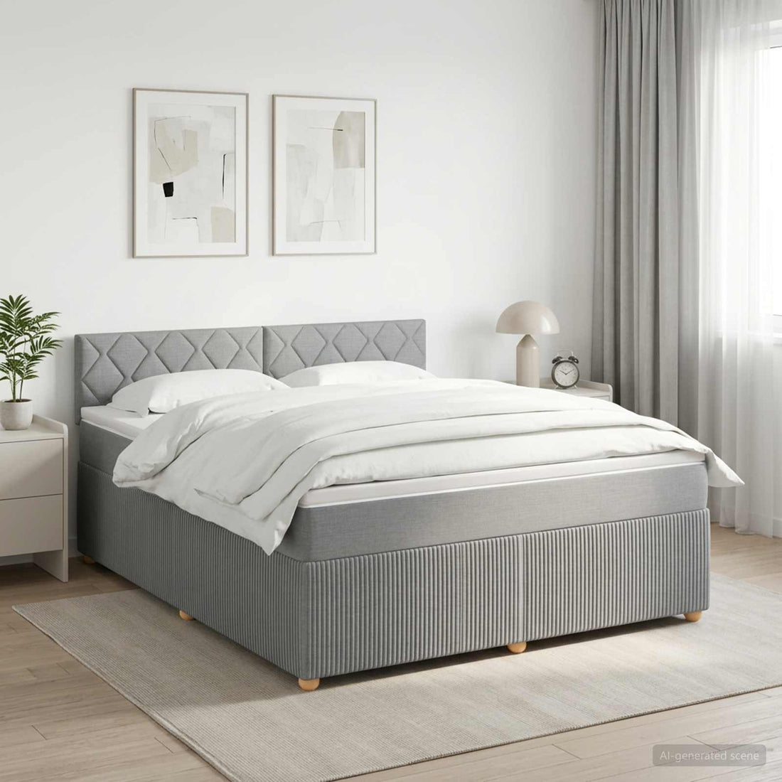 vidaXL Cama box spring con colchón Gris Claro 140 x 200 cm Tela
