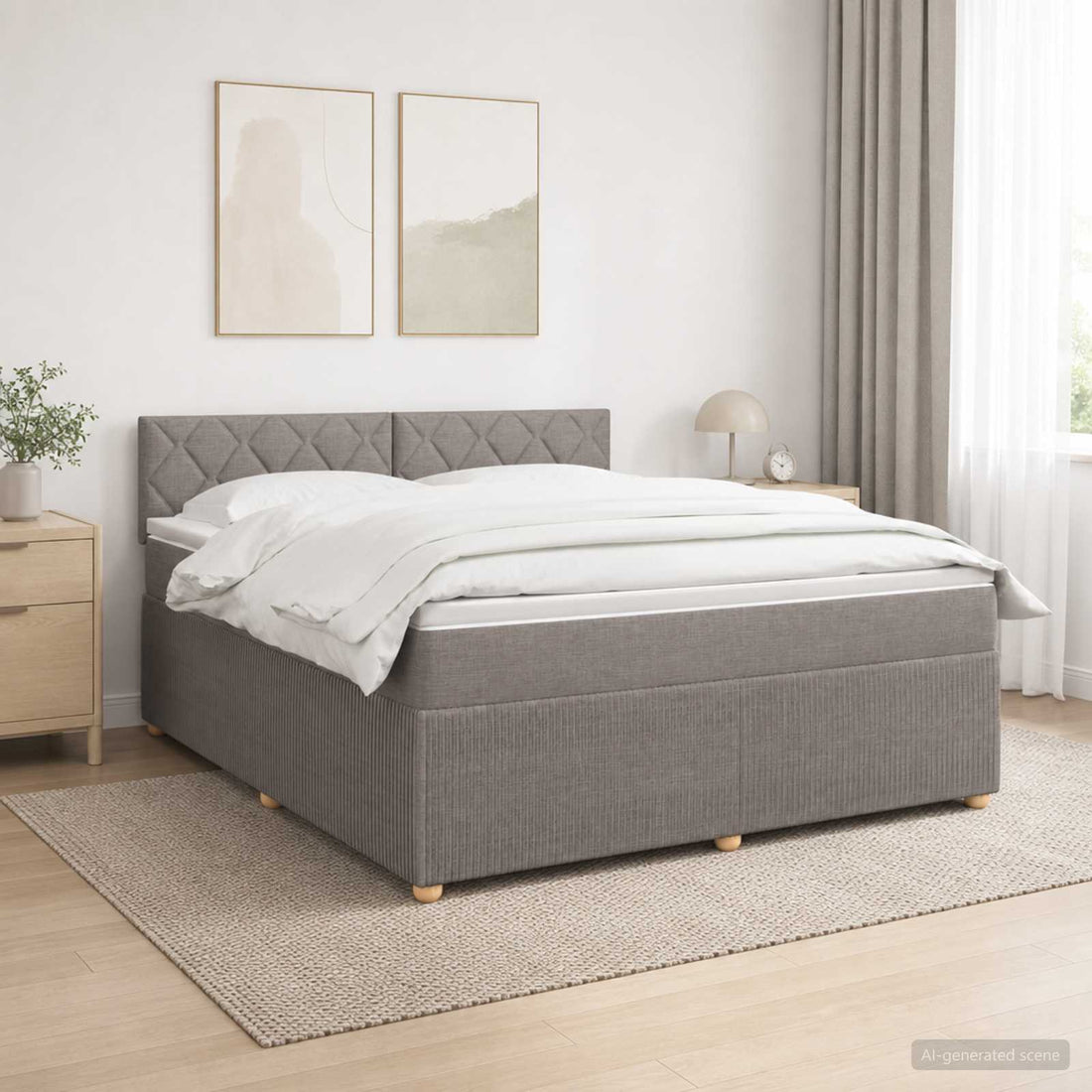 vidaXL Cama box spring con colchón con cabecera Topo 140 x 190 cm Tela