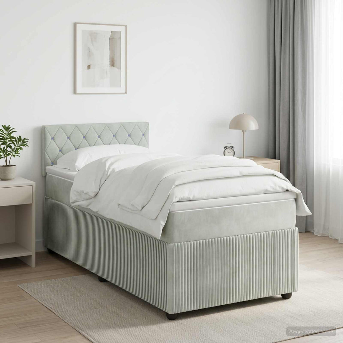 vidaXL Cama box spring con colchón Gris Claro 90 x 190 cm Terciopelo