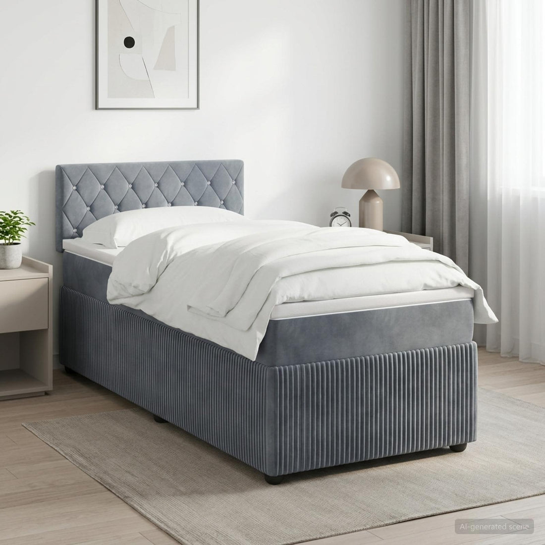 vidaXL Cama box spring con colchón Gris oscuro 90 x 200 cm Terciopelo