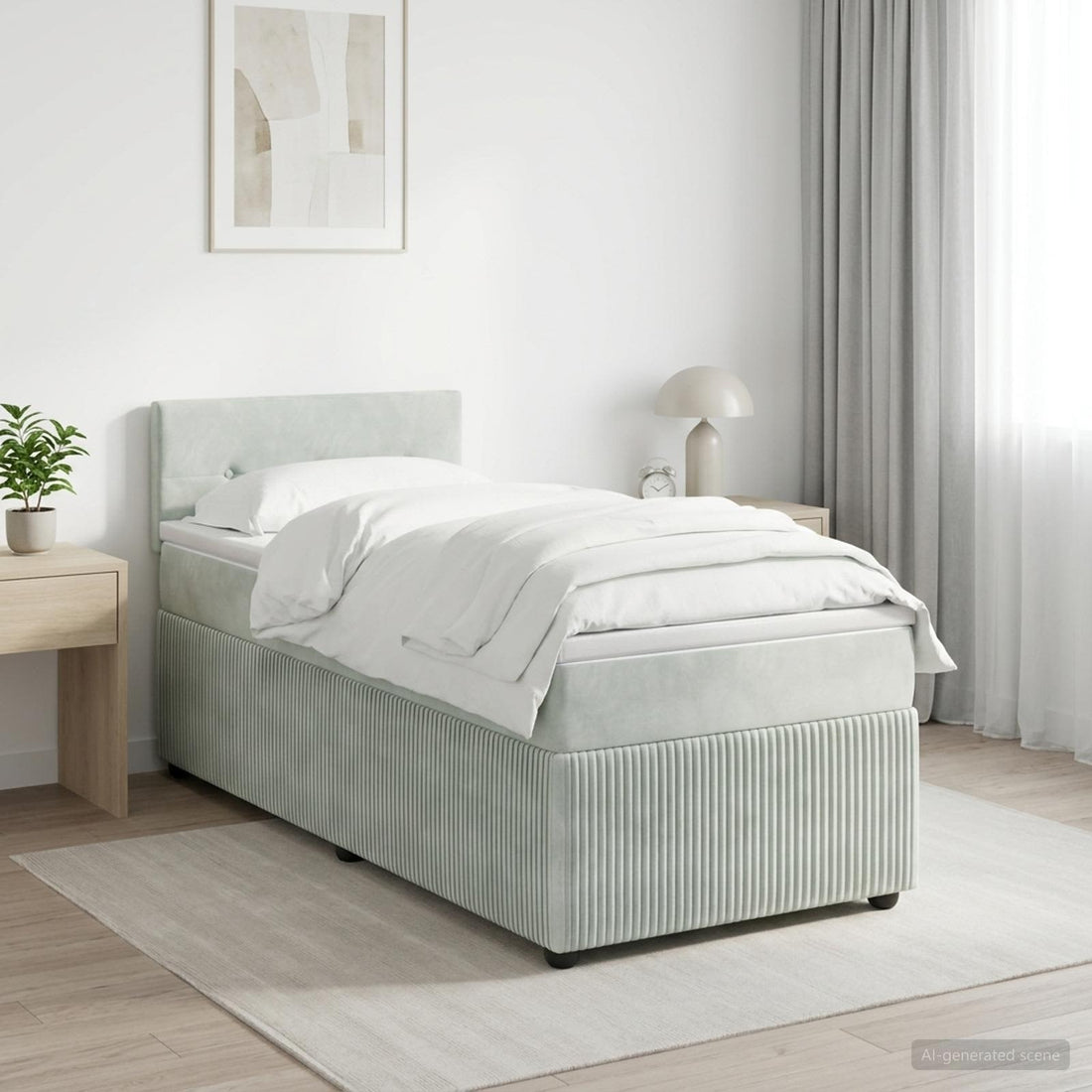 vidaXL Cama box spring con colchón Gris Claro 90 x 190 cm Terciopelo