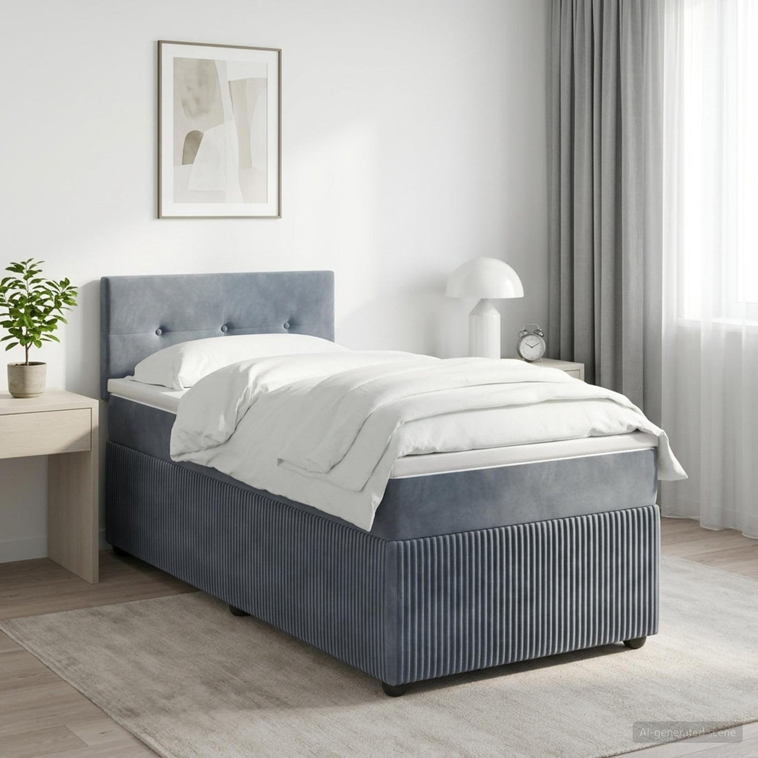 vidaXL Cama box spring con colchón Gris oscuro 90 x 200 cm Terciopelo