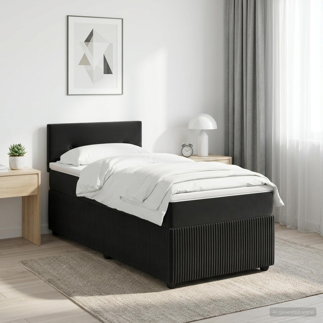 vidaXL Cama box spring con colchón Negro 100 x 200 cm Terciopelo