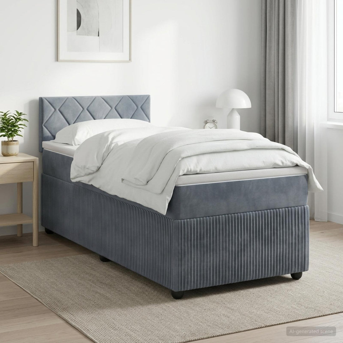 vidaXL Cama box spring con colchón Gris oscuro 90 x 200 cm Terciopelo
