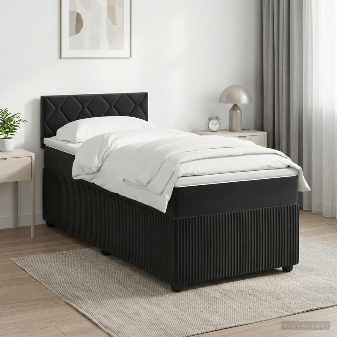 vidaXL Cama box spring con colchón Negro 80 x 200 cm Terciopelo