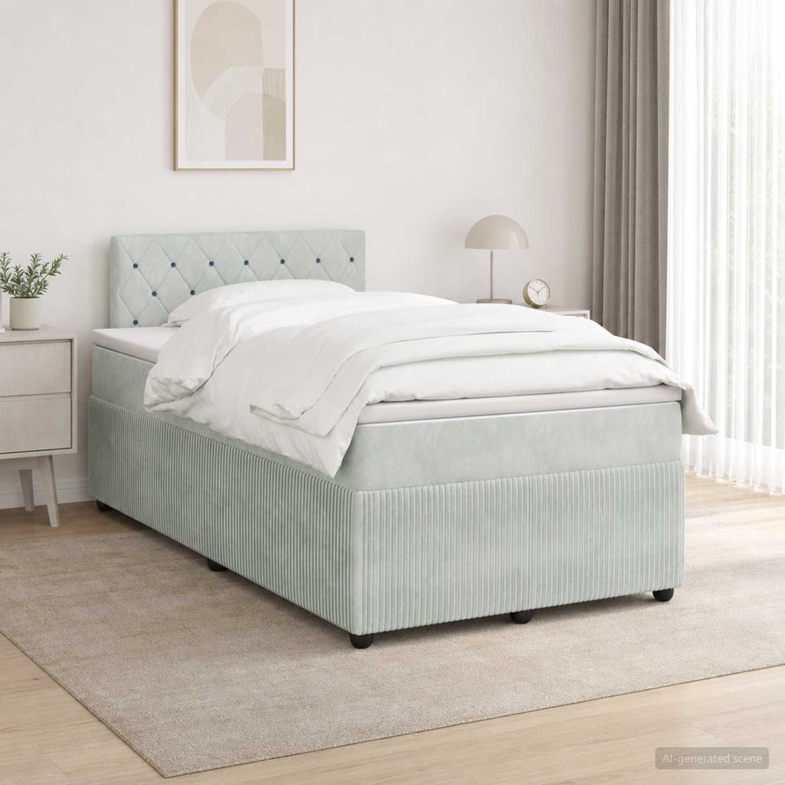 vidaXL Cama box spring con colchón Gris Claro 120 x 190 cm Terciopelo