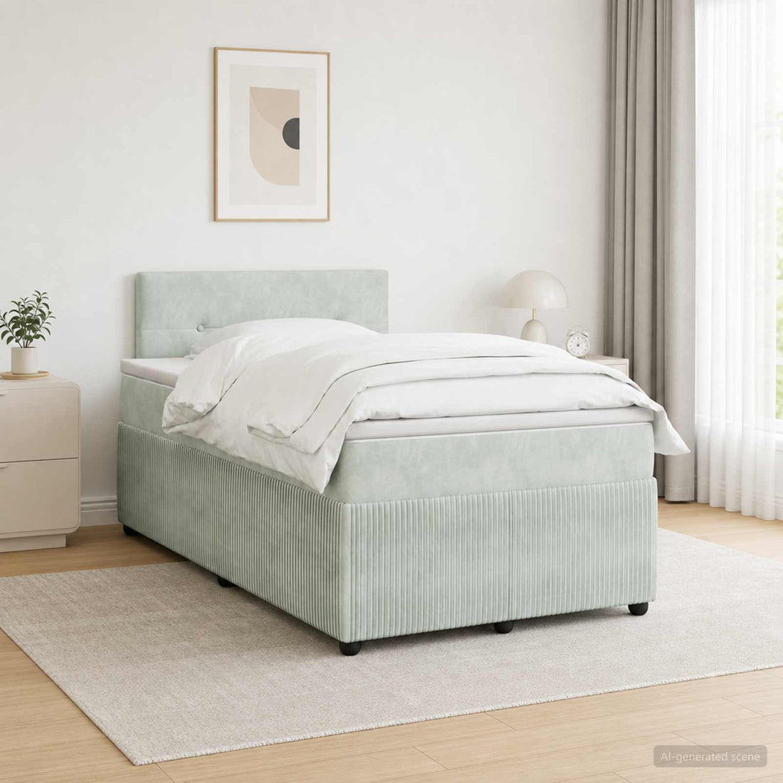 vidaXL Cama box spring con colchón Gris Claro 120 x 190 cm Terciopelo