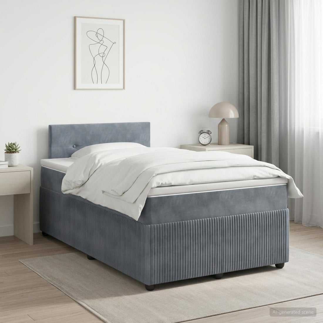 vidaXL Cama box spring con colchón Gris oscuro 120 x 200 cm Terciopelo