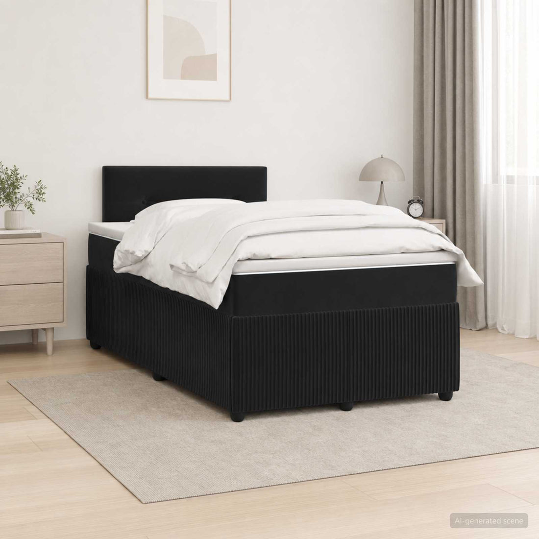 vidaXL Cama box spring con colchón Negro 120 x 190 cm Terciopelo