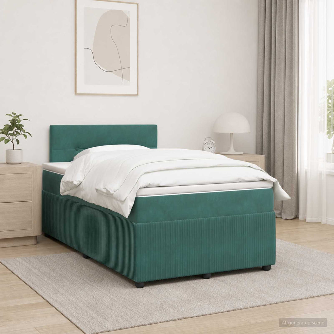vidaXL Cama box spring con colchón Verde oscuro 120 x 190 cm