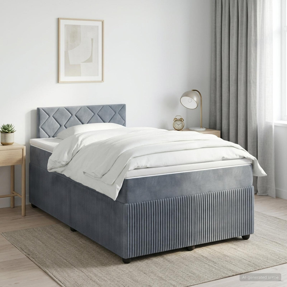 vidaXL Cama box spring con colchón Gris oscuro 120 x 200 cm Terciopelo