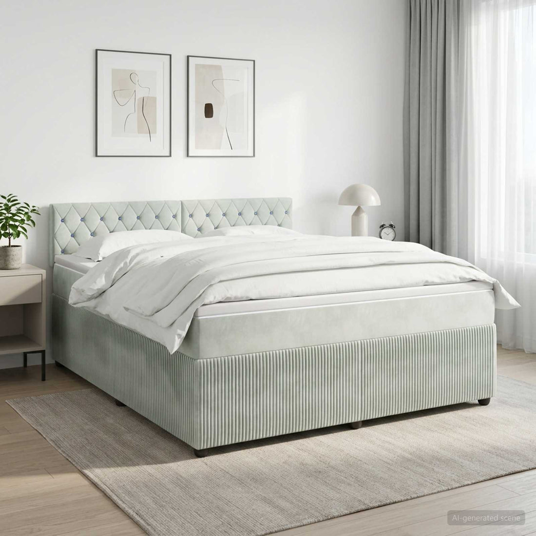 vidaXL Cama box spring con colchón Gris Claro 140 x 190 cm Terciopelo