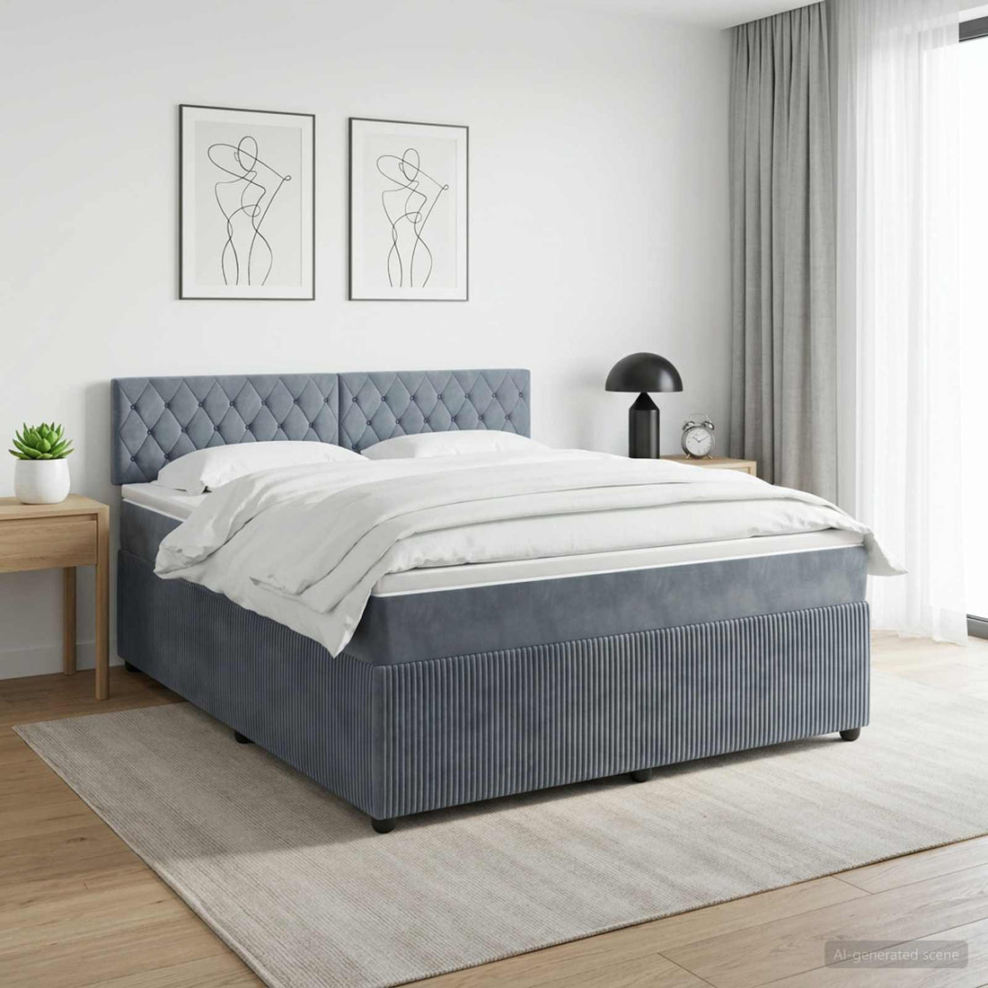 vidaXL Cama box spring con colchón Gris oscuro 140 x 190 cm Terciopelo