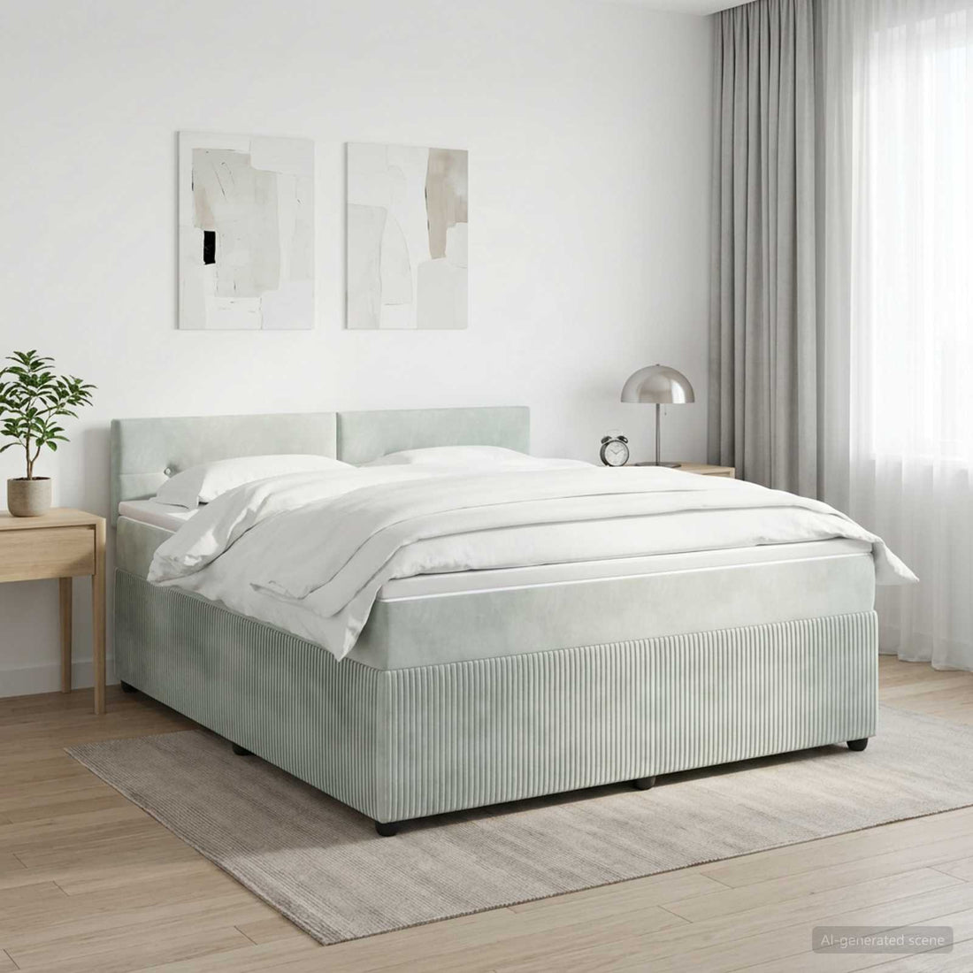 vidaXL Cama box spring con colchón Gris Claro 140 x 200 cm Terciopelo
