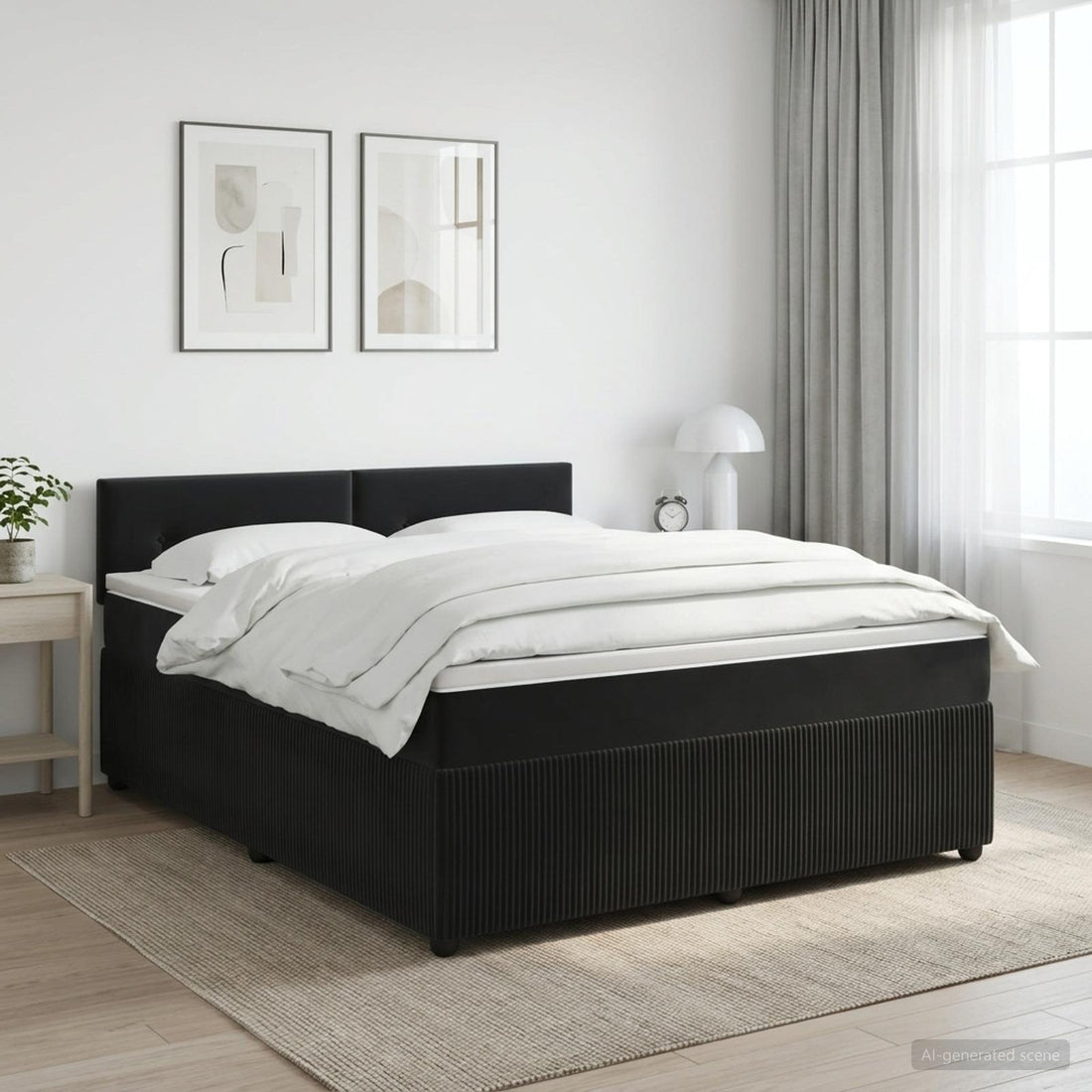 vidaXL Cama box spring con colchón Negro 160 x 200 cm Terciopelo
