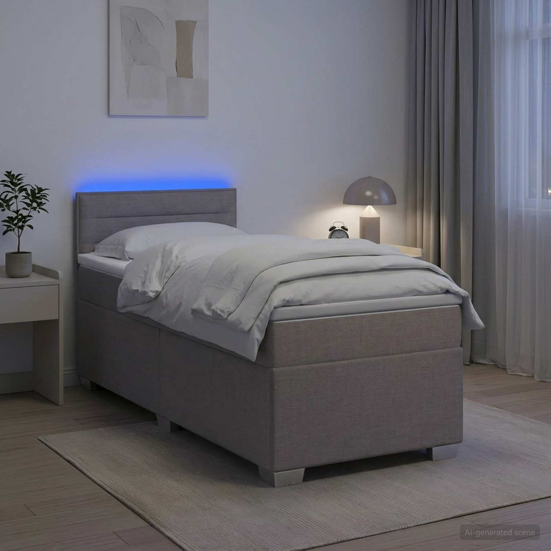 vidaXL Cama con Base Tapizada, Colchón y Luz LED Topo 80 x 200 cm Tela