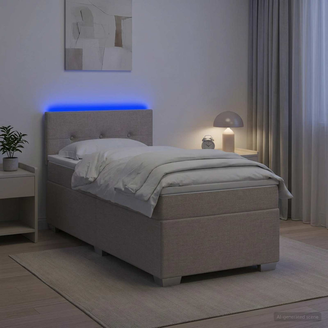 vidaXL Cama con Base Tapizada, Colchón y Luz LED Topo 80 x 200 cm Tela